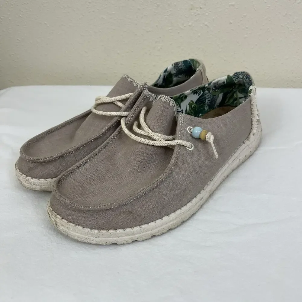 Hey Dude Wendy Fringe Slip On Shoes Womens 8 Beaded Metallic